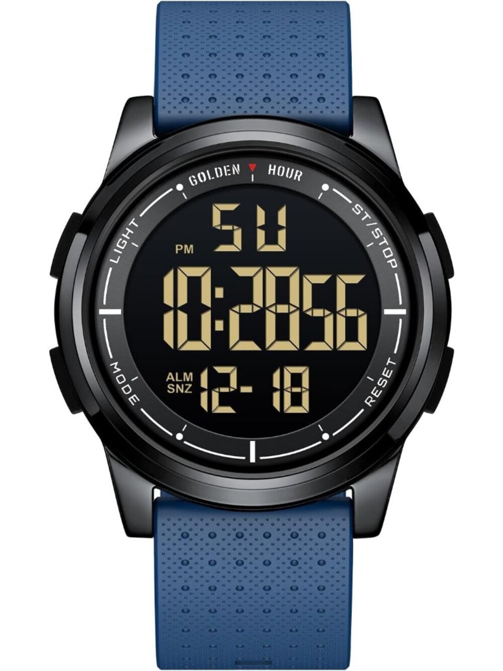 Mens Navy Blue Rubber Strap Ultra-Thin Minimalist Sport Waterproof Digital Watch